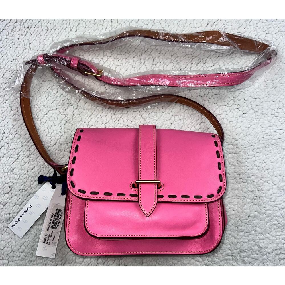Dooney & Bourke Florentine Leather Binocular Bag baby pink crossbody purse - Picture 2 of 12